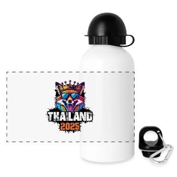 Thaïlande 2025 Vacances Renard - Gourde panoramique avec couvercle 500 ml - blanc - Devant