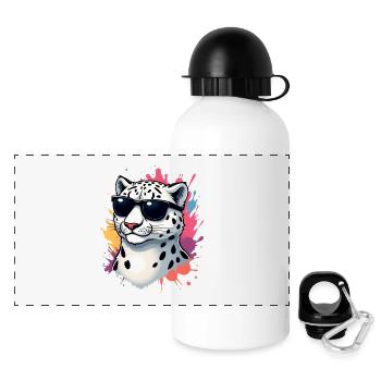 Lässiger Gepard mit Sonnenbrille - Panorama Trinkflasche mit Deckel 500 ml - Weiß - Vorne