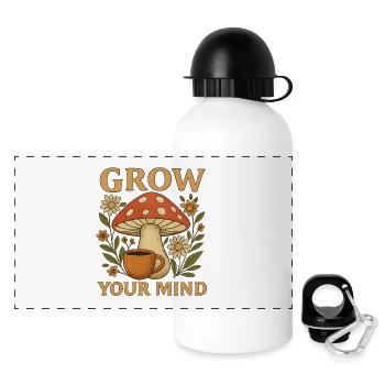 Growth Ghost Mushroom Flowers Design - Panoramic Thermal Bottle with Lid 500 ml - white - Front