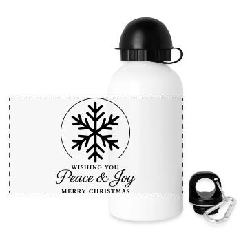 Noël flocon de neige avec paix et joie - Gourde panoramique avec couvercle 500 ml - blanc - Devant