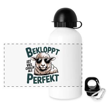 Bekloppt Ist Viel Cooler Als Perfekt Cooles Schaf - Panorama Trinkflasche mit Deckel 500 ml - Weiß - Vorne