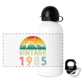 Vintages Bergsonnenuntergang-Design - Panorama Trinkflasche mit Deckel 500 ml - Weiß - Vorne