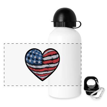 Cœur patriotique avec motif drapeau américain - Gourde panoramique avec couvercle 500 ml - blanc - Devant