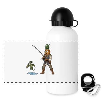 Ananas Mittelalter Drache - Panorama Trinkflasche mit Deckel 500 ml - Weiß - Vorne