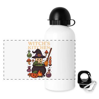 Hexenhaus Zaubererbüro Design - Panorama Trinkflasche mit Deckel 500 ml - Weiß - Vorne