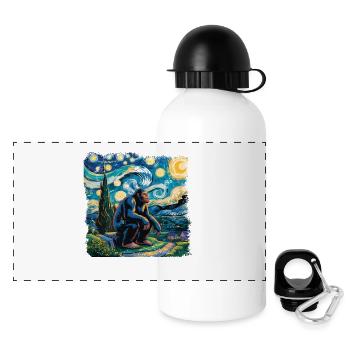 Sternennacht Bigfoot-Szene - Panorama Trinkflasche mit Deckel 500 ml - Weiß - Vorne