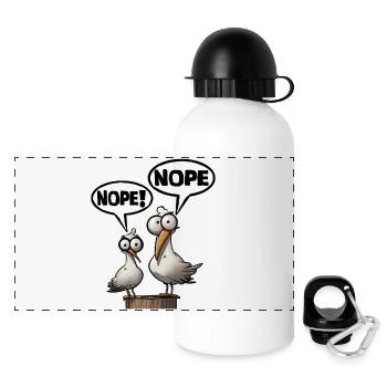 Humorvolle Möwen mit Nein-Sprüchen - Panorama Trinkflasche mit Deckel 500 ml - Weiß - Vorne