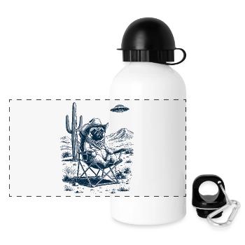 Cowboy Mops - Panorama Trinkflasche mit Deckel 500 ml - Weiß - Vorne