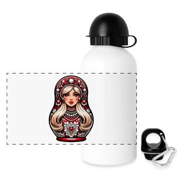  Matroschka auf russisch Matryoshka Doll Russian - Panorama Trinkflasche mit Deckel 500 ml - Weiß - Vorne