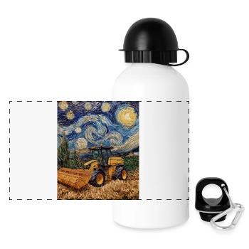 Combine Harvester Farmer Van Gogh Style Starry - Panoramic Thermal Bottle with Lid 500 ml - white - Front