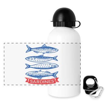 Sardines - Panoramic Thermal Bottle with Lid 500 ml - white - Front