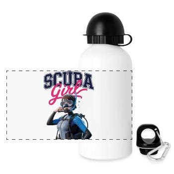 Scuba Girl Diver Design - Gourde panoramique avec couvercle 500 ml - blanc - Devant