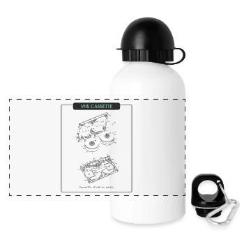 VHS Kassette Neon Outline - Panorama Trinkflasche mit Deckel 500 ml - Weiß - Vorne