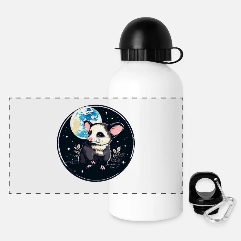 Kosmospossum Mondschein - Panorama Trinkflasche mit Deckel 500 ml - Weiß