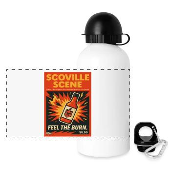 Scoville Scene Fire Flame Hot Sauce Magazine - Panoramic Thermal Bottle with Lid 500 ml - white - Front