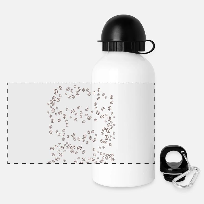 Coffee Bean Orbit Swirl - Panoramic Thermal Bottle with Lid 500 ml - white