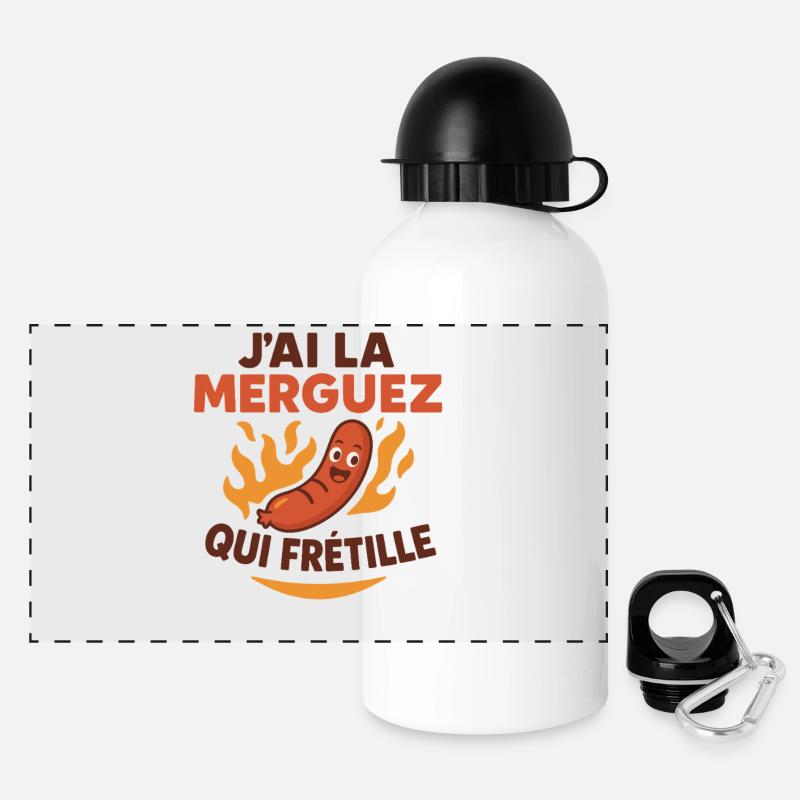 I have the merguez wriggling barbecue humor - Panoramic Thermal Bottle with Lid 500 ml - white