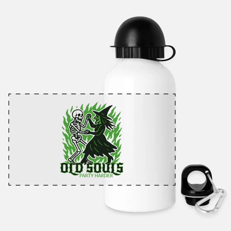 Funny witch motif for Halloween - Panoramic Thermal Bottle with Lid 500 ml - white