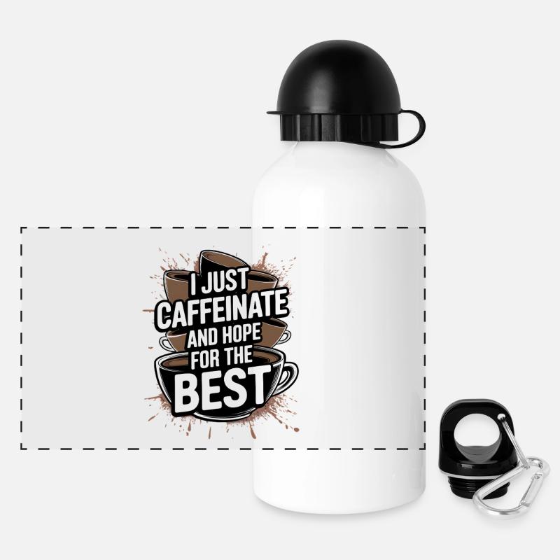 Caffeinate and Hope for the Best - Panoramic Thermal Bottle with Lid 500 ml - white