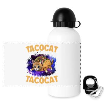Tacocat rückwärts geschrieben ist Tacocat - Panorama Trinkflasche mit Deckel 500 ml - Weiß - Vorne