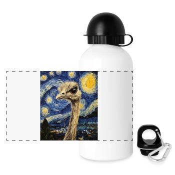 Oiseau Autruche Style Van Gogh Nuit étoilée - Gourde panoramique avec couvercle 500 ml - blanc - Devant