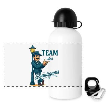 Team des Bräutigams Cartoon - Panorama Trinkflasche mit Deckel 500 ml - Weiß - Vorne