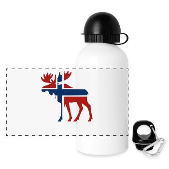 Nordischer Elch mit Norwegenflagge - Panorama Trinkflasche mit Deckel 500 ml - Weiß - Vorne