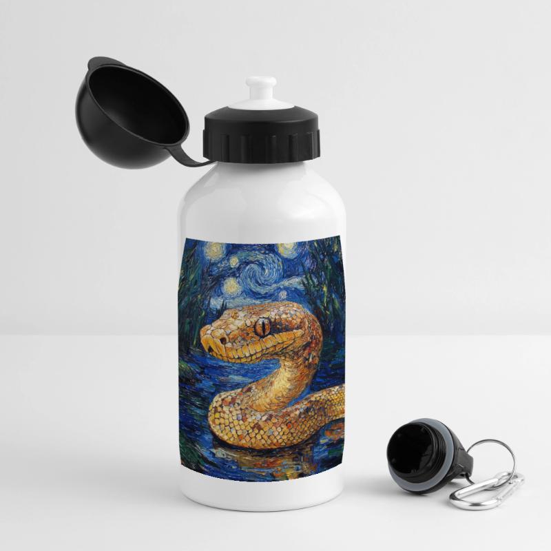 Snake Python Van Gogh Style Starry Night Panoramic Thermal Bottle with Lid 500 ml
