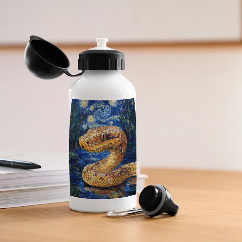 Snake Python Van Gogh Style Starry Night Panoramic Thermal Bottle with Lid 500 ml