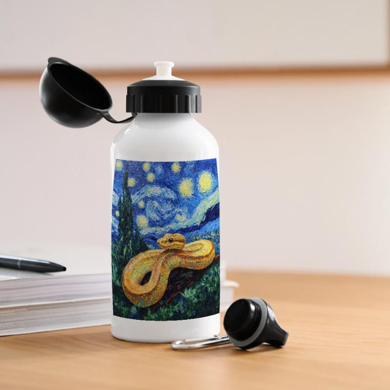 Snake Python Van Gogh Style Starry Night Panoramic Thermal Bottle with Lid 500 ml