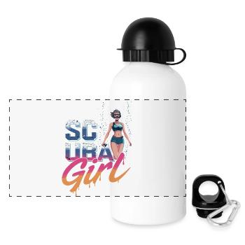 Scuba Girl Diver Design - Gourde panoramique avec couvercle 500 ml - blanc - Devant
