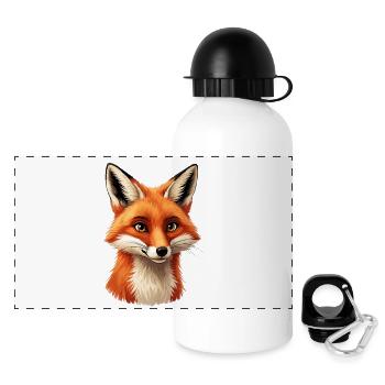 Warming fox head illustration - Panoramic Thermal Bottle with Lid 500 ml - white - Front