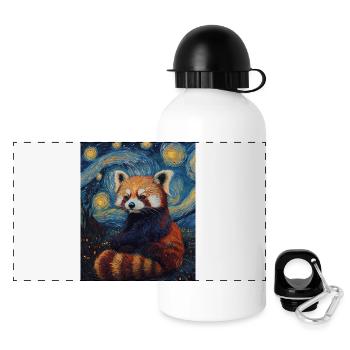Roter Panda Bär Van Gogh Style Starry Night - Panorama Trinkflasche mit Deckel 500 ml - Weiß - Vorne
