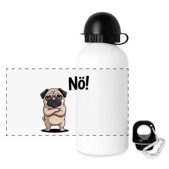 Nope Talking Pug Comic Funny - Panoramic Thermal Bottle with Lid 500 ml - white - Front