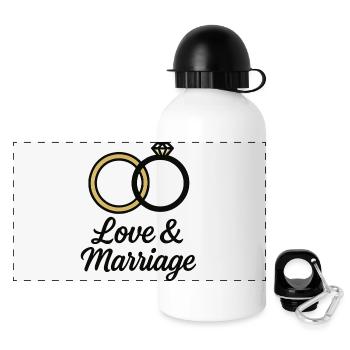 Alliances Amour et Mariage - Love & Marriage - Gourde panoramique avec couvercle 500 ml - blanc - Devant
