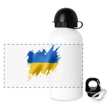 Flagge der Ukraine, zerrissener Stil - Panorama Trinkflasche mit Deckel 500 ml - Weiß - Vorne