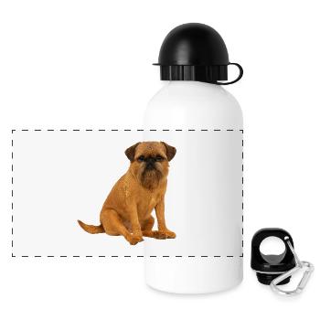 Belgische Zwerggriffon Brüsseler Griffon - Panorama Trinkflasche mit Deckel 500 ml - Weiß - Vorne