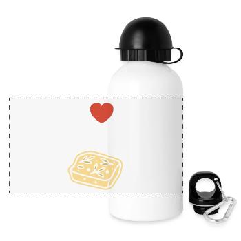 J adore focaccia illustration - Gourde panoramique avec couvercle 500 ml - blanc - Devant