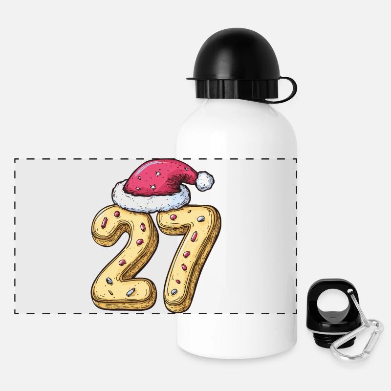 Biscuit de Noël à 27 chiffres - Gourde panoramique avec couvercle 500 ml - blanc