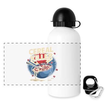 Cereal Killer - Retro Frühstück - Panorama Trinkflasche mit Deckel 500 ml - Weiß - Vorne