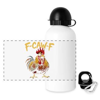 F-CAW-F Rooster Cartoon Graphic - Panoramic Thermal Bottle with Lid 500 ml - white - Front