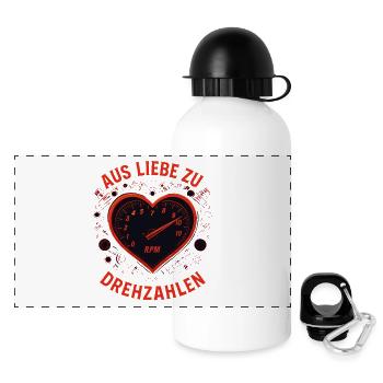 Aus Liebe zu Drehzahlen Tuning Shirt Motorrad Auto - Panorama Trinkflasche mit Deckel 500 ml - Weiß - Vorne