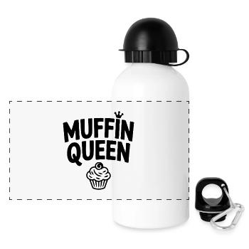 Muffin-Königin - Panorama Trinkflasche mit Deckel 500 ml - Weiß - Vorne