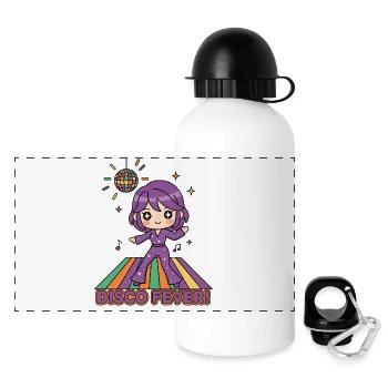 Fièvre disco | Chibi Fille Danse Rétro Fête des années 70 des années 80 - Gourde panoramique avec couvercle 500 ml - blanc - Devant