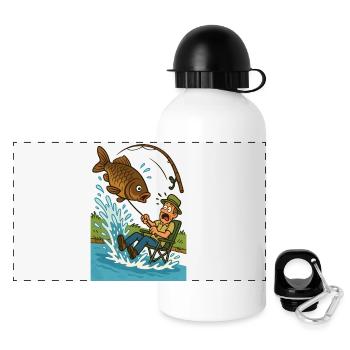 Überraschender Fang beim Angeln - Panorama Trinkflasche mit Deckel 500 ml - Weiß - Vorne