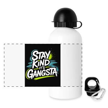 Stay Kind It's Gangsta - Panorama Trinkflasche mit Deckel 500 ml - Weiß - Vorne