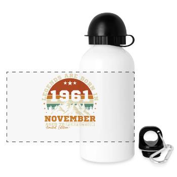Novembre 1961 Vintage Anniversaire Rétro - Gourde panoramique avec couvercle 500 ml - blanc - Devant