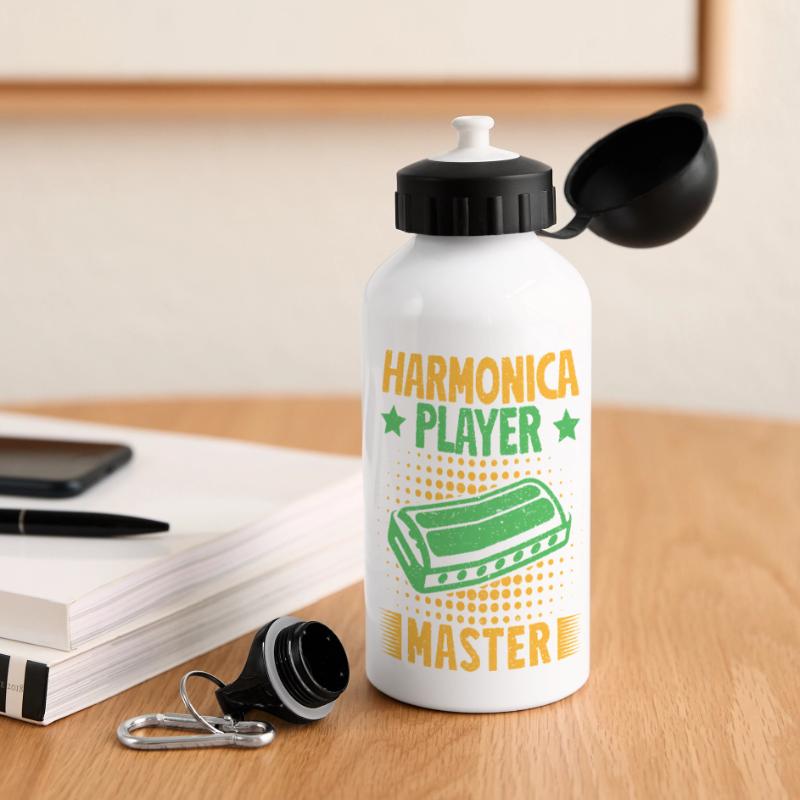 Funny Harmonica Player Master Harmonica Panorama Trinkflasche mit Deckel 500 ml