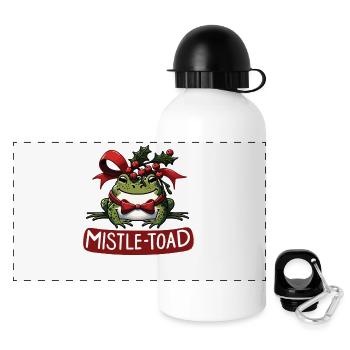 Mistle-Toad Funny Christmas Toad Pun - Panoramic Thermal Bottle with Lid 500 ml - white - Front
