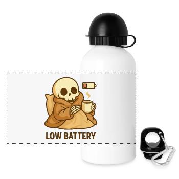 Low Battery Skeleton – Cozy Tired - Panoramic Thermal Bottle with Lid 500 ml - white - Front